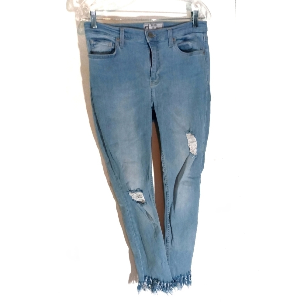 Free People Light Wash Blue Distressed Jeans